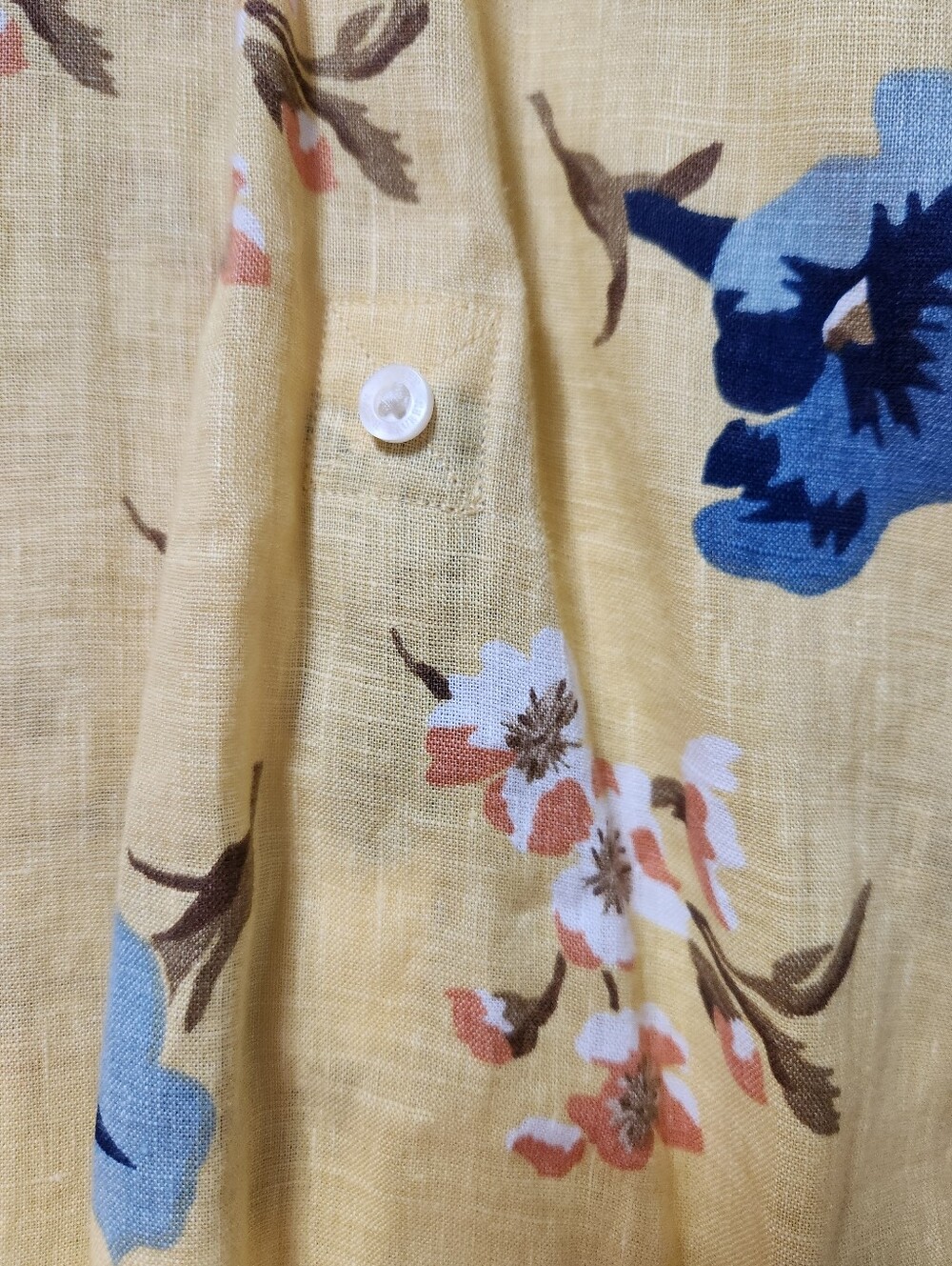 Lauren Ralph Lauren Relaxed Fit Yellow Floral Linen Shirt Women's Size XL - Picture 8 of 10